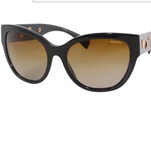 Versace Black-Gold Medusa Logo/Brown Polarized Lenses Sunglasses
